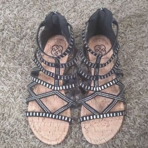 Black Gem, Patterned Sandals